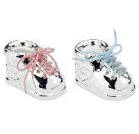 Silver plated shoe box with laces 2 colours - Boite 1ere meche 1ere dent